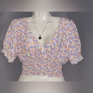 Woman’s floral crop top blouse